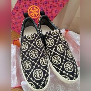 Tory Burch T Monogram Chenille Slip on Sneakers